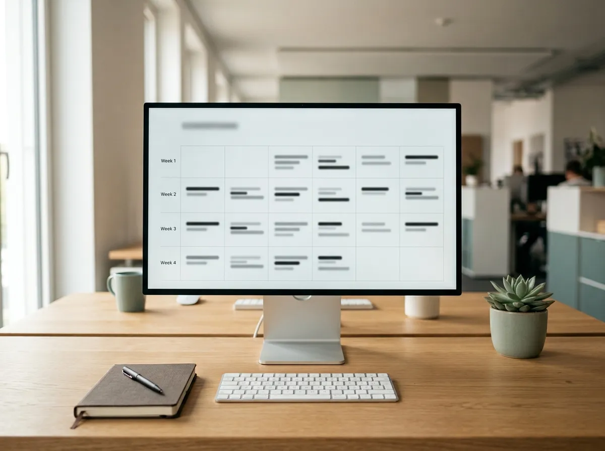 Monitor mit einem KI-generierten Vier-Wochen-Plan